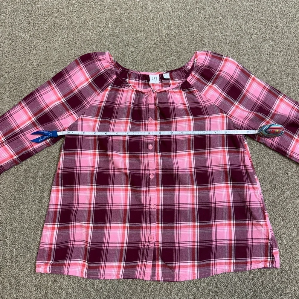 GAP Kid: Girls Pink / White / Red Plaid Button Down Shirt, Size XL